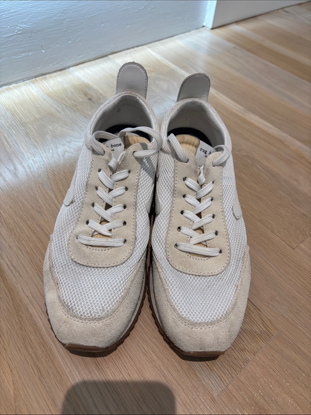 rag & bone Bone Beige Mesh and Suede Women's Sneakers